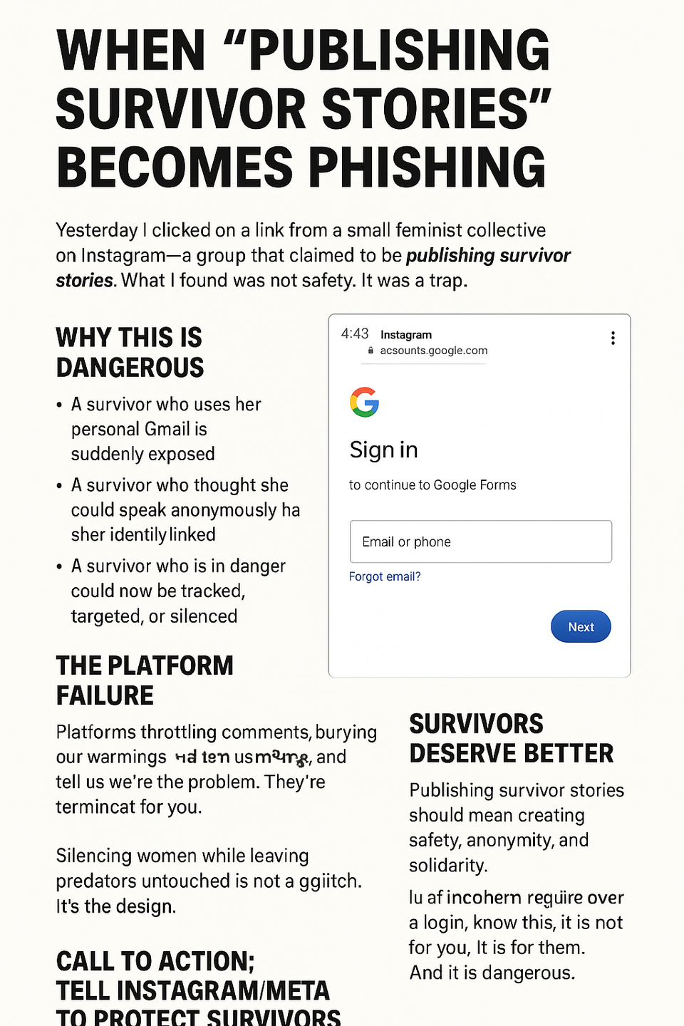 When “Publishing Survivor Stories” Becomes Phishing